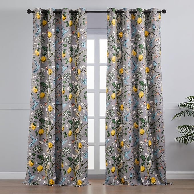 Topfinel Gray Patterned Curtains 96 Inch Long - Image 2