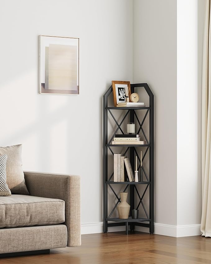 CHOEZON 4-Tier Corner Shelf, Industrial Corner Bookshelf, 47.6" Corner Storage - Image 5