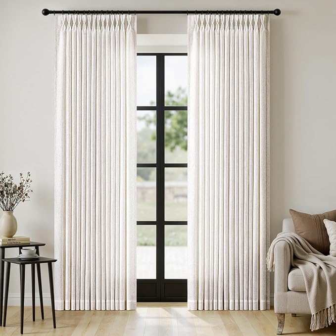 MIULEE Pinch Pleated Thick Linen Curtains 90 Inches Long 2 Panels by MIULEE