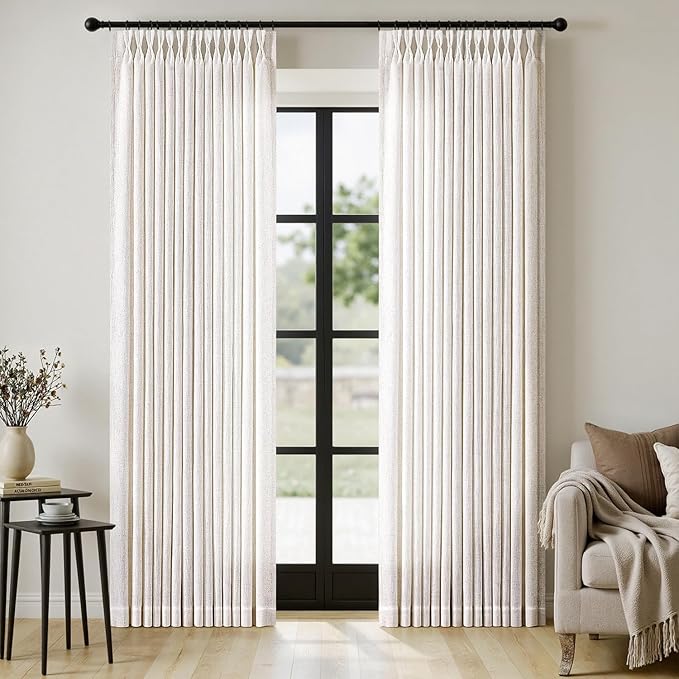 MIULEE Extra Wide 60 Inch Width Pinch Pleated Thick Linen Curtains 96 Inches by MIULEE