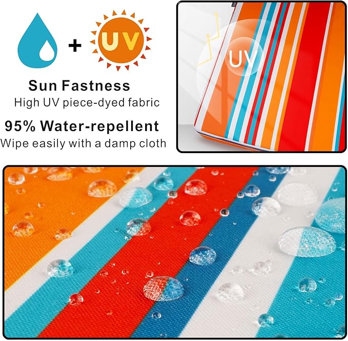 NettyPro Patio Chair Seat Cushion Covers Set 4 Water Repellent UV Resistant - Image 2