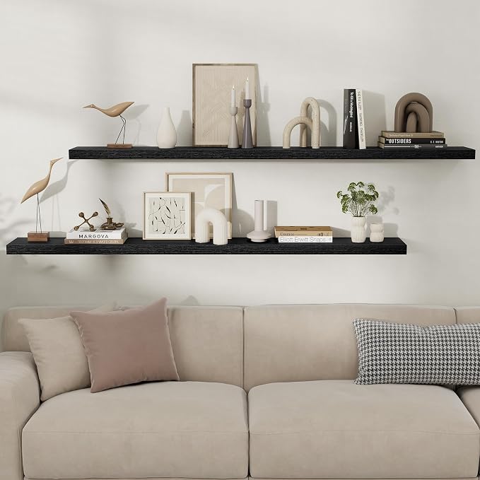 Fun Memories Floating Shelves for Wall, Rustic Wood Wall Mounted Shelves for - Image 2