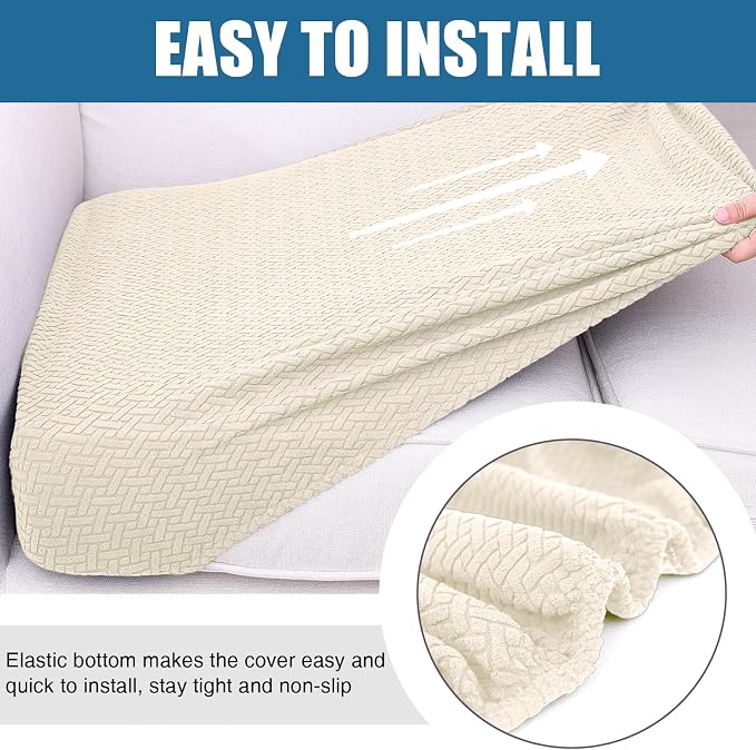 Smiry Waterproof Couch Cushion Covers, Stretch Jacquard Thick Sofa Cushion - Image 4