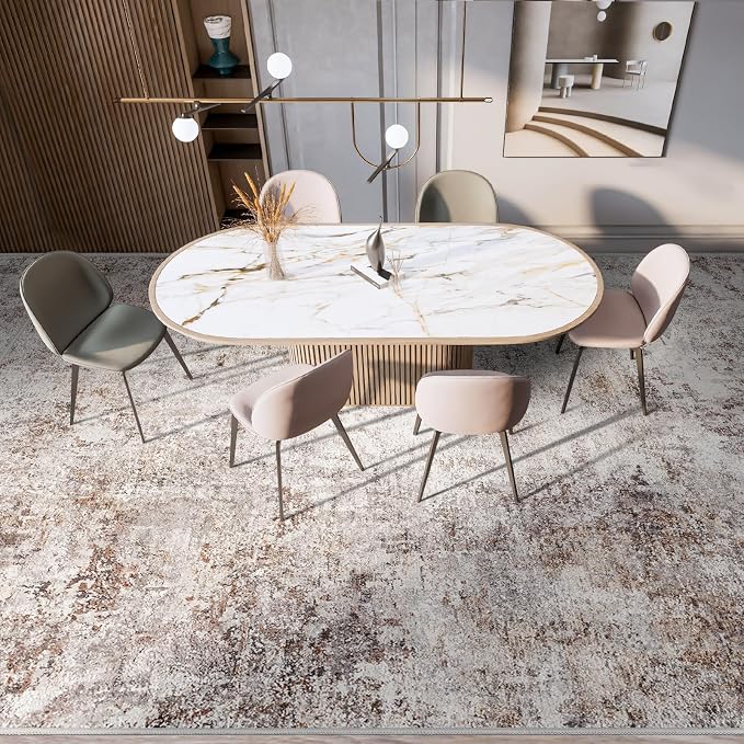 Abstract 9x12 Washable Rug: Modern Ultra Non Slip Area Rug Soft Carpet Foldable - Image 3