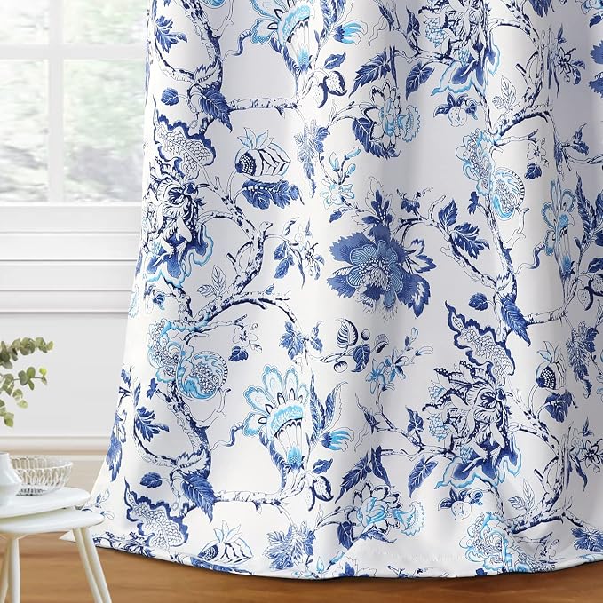 H.VERSAILTEX Blackout Curtains 63 Inch Length 2 Panels Set Floral Print Curtain by HVERSAILTEX