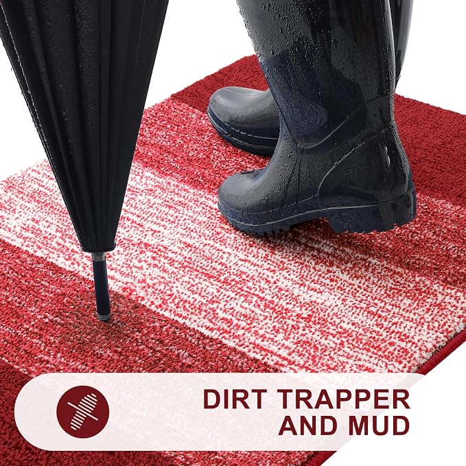 Kitinjoy Indoor Outdoor Door Mat, 40x32 Non-Slip Absorbent Dirt Trapper - Image 2