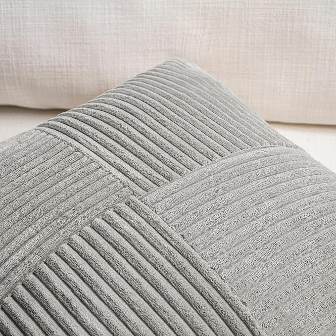 Fancy Homi 2 Packs Grey Lumbar Decorative Throw Pillow Covers 16x26 Inch - Image 3