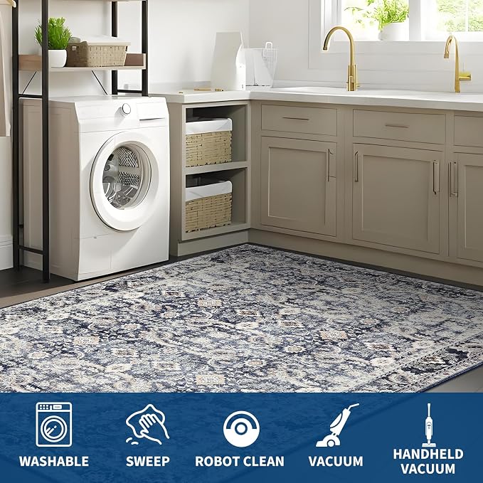GarveeHome Washable Rugs for Living Room 9x12 Vintage Neutral Area Rug - Image 6