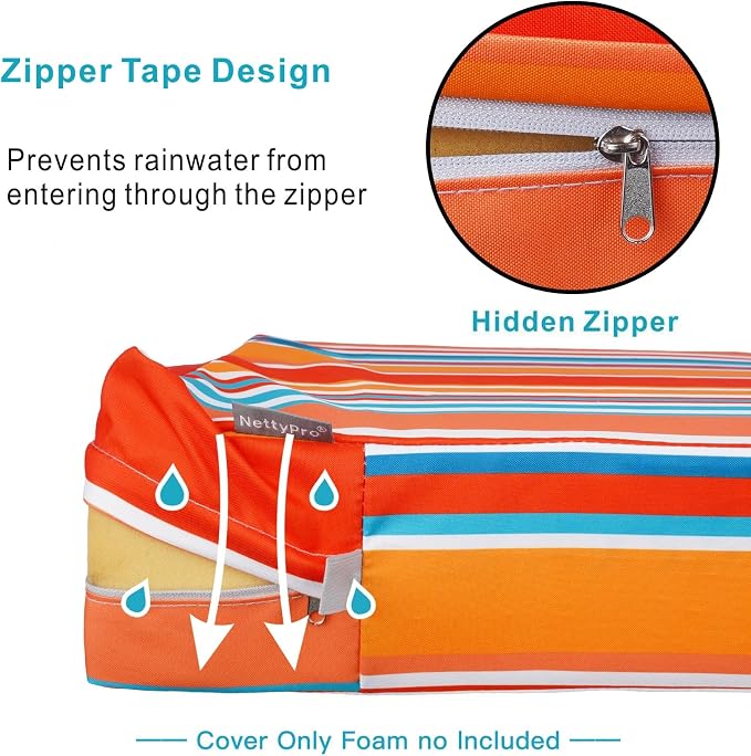 NettyPro Patio Chair Seat Cushion Covers Set 4 Water Repellent UV Resistant - Image 3