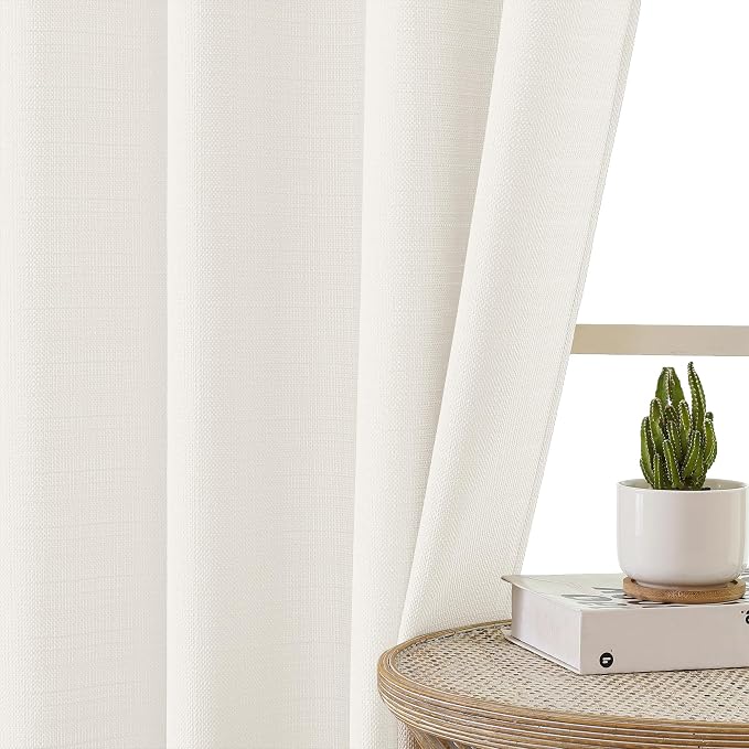 Chyhomenyc Short Curtains 36 Inch Length, Faux Linen Textured Small Kitchen - Image 8