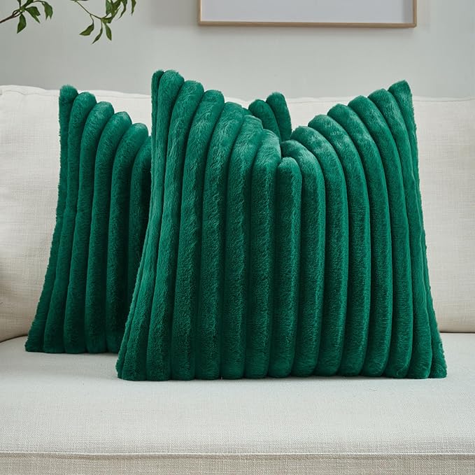 FUTEI Emerald Green Decorative Throw Pillow Covers Set of 2, 16x16 Inch Soft by FUTEI