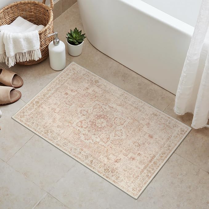 GENIMO Area Rug 2x3 Doormat, Machine Washable Low Pile Rugs, Small Retro - Image 3