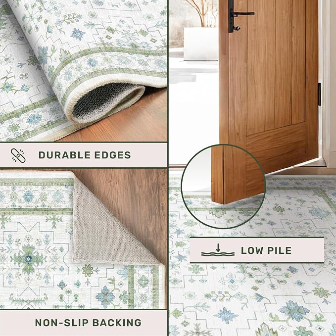 Cream Green Large 8x12 Area Rug - Image 5