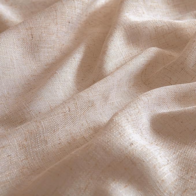 MIULEE Natural Beige Linen Curtains 45 Inch Length 2 Panels - Image 4