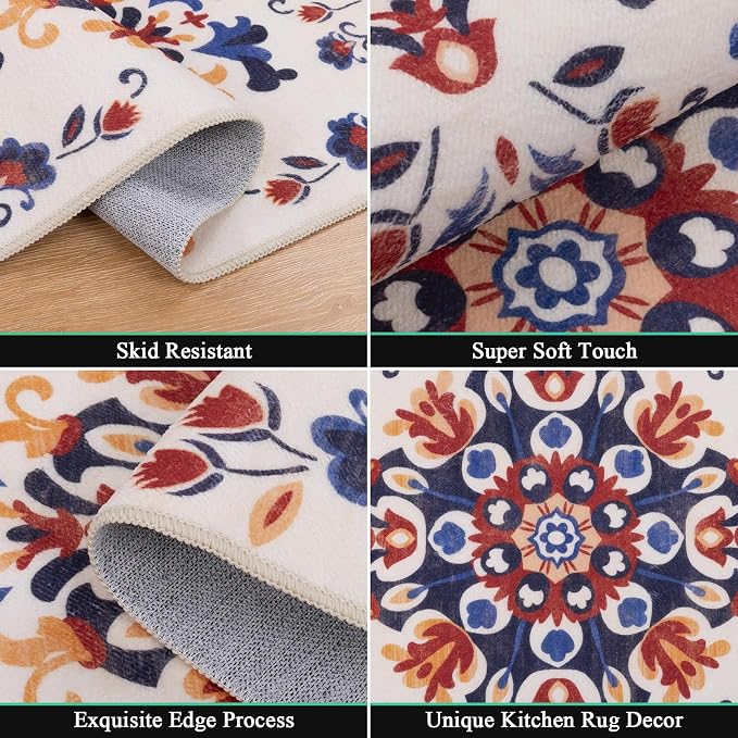 HEBE Washable Kitchen Rugs Sets of 3, Non Slip Absorbent Kitchen Rugs and Mats - Image 3