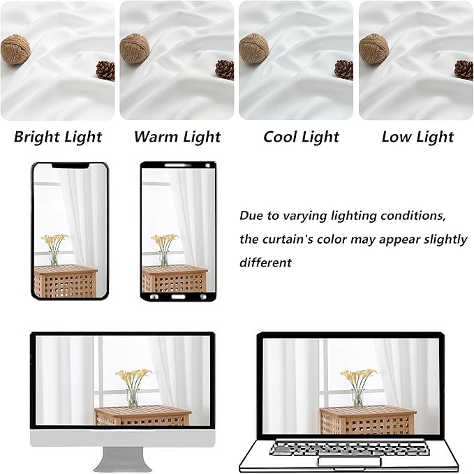 Chyhomenyc White Kitchen Curtain 24 Inch Length, Light Filtering Textured Small - Image 3