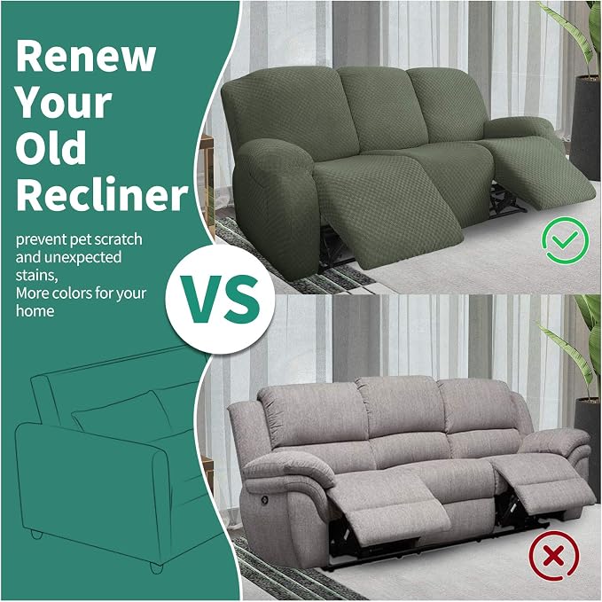 YEMYHOM 8 Pieces Stretch Recliner Sofa Cover Latest Jacquard Reclining Couch - Image 5