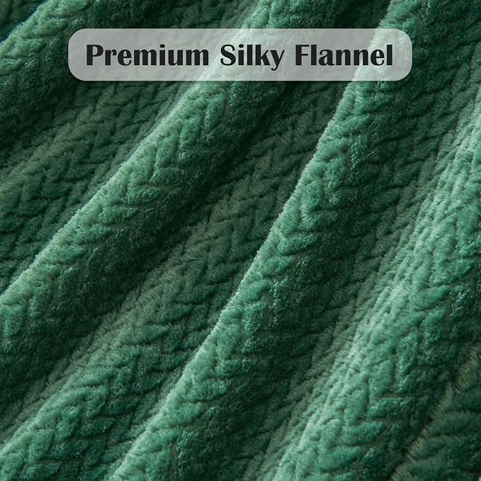 NEWCOSPLAY Super Soft King Blanket Dark Green Premium Silky Flannel Fleece - Image 5