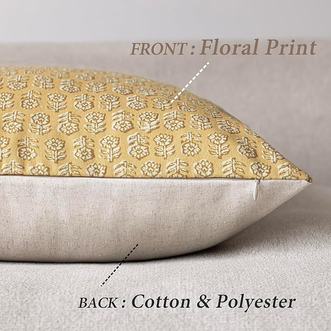 Foindtower Set of 2 Decorative Vintage Floral Print Throw Pillow Covers Neutral - Image 2