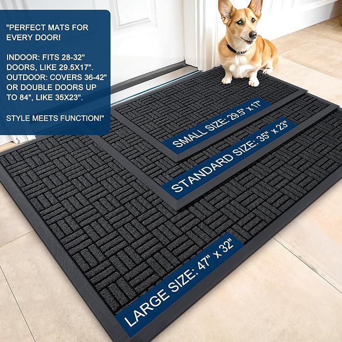 OLANLY Front Door Mat Outside Entrance 33x21, Heavy Duty Sturdy Natural Rubber - Image 2