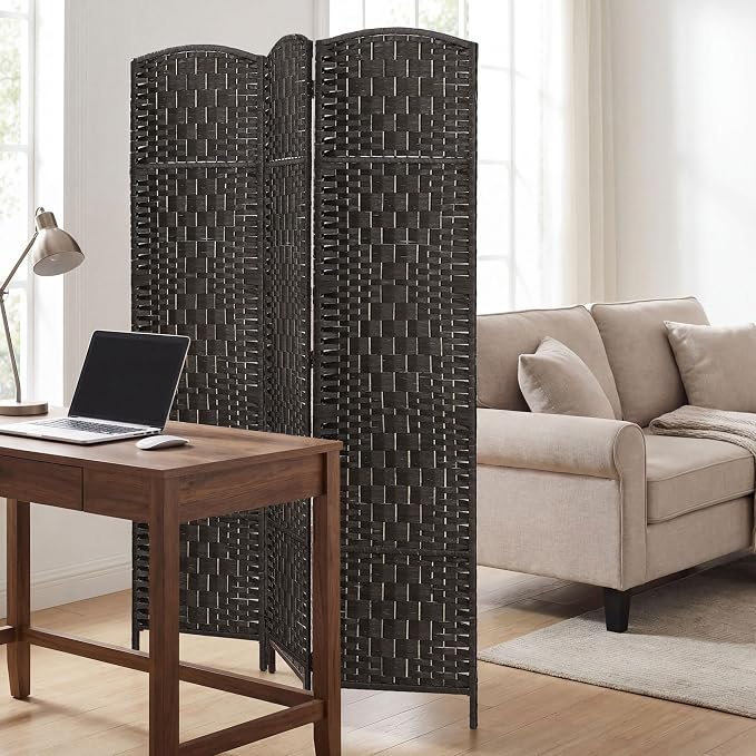 HOMCOM Room Divider, 3 Panel Folding Privacy Screen, 6FT Tall Portable Wicker - Image 8