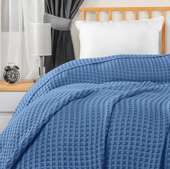 Utopia Bedding Wedgewood 100% Cotton Waffle Blanket 300 GSM Soft Lightweight - Image 6
