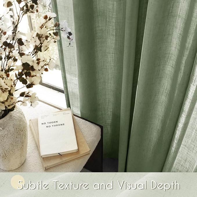 Olive Green Curtains 96 inch Length 2 Panels - Image 3