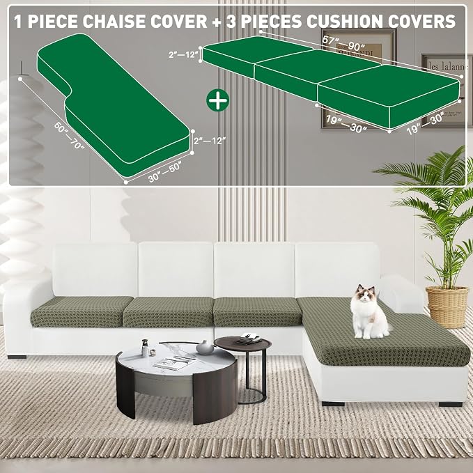 MAXIJIN Couch Cushion Covers for Sectional Sofa, Stretch Sofa Cushion Cover - Image 2