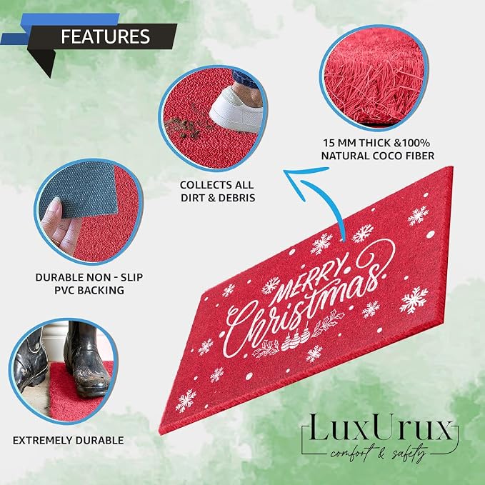 LuxUrux Merry Christmas Door Mat Outdoor 30x17 Inch - Image 4