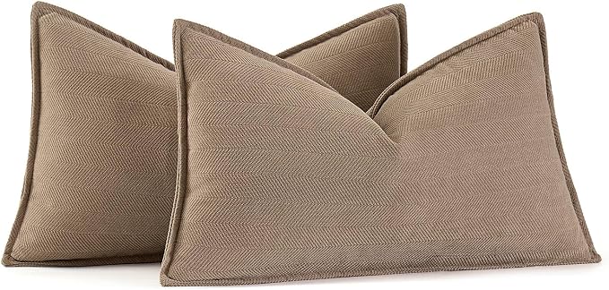 MIULEE Pack of 2 Coco Brown Decorative Lumbar Pillow Covers 12x20 Inch Soft by MIULEE