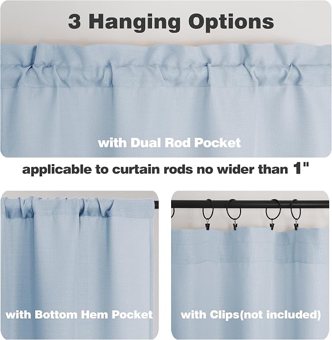 Chyhomenyc Aqua with Greenish Tone Curtains 90 Inch Length 2 Panels Set - Image 3