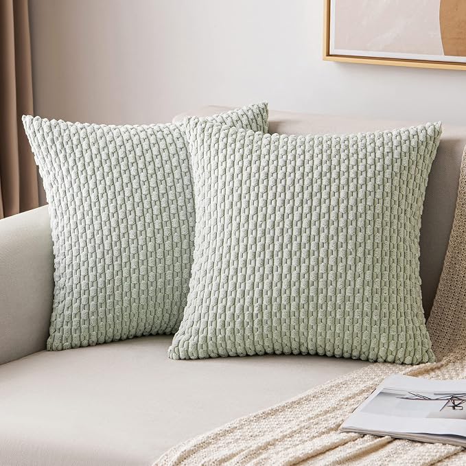 MIULEE Pack of 2 Decorative Throw Pillow Covers 20x20 Inch Soft Boho Striped by MIULEE
