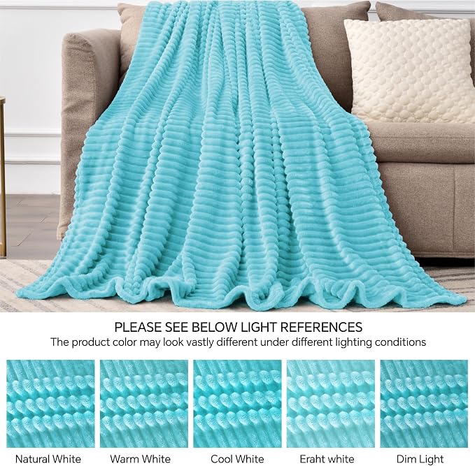 BEDELITE Fleece Blanket Twin Size – 3D Ribbed Jacquard Soft and Warm Decorative - Image 5