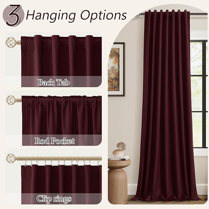 Guken 100% Blackout Curtains 63 Inch Length 2 Panels Set - Image 6