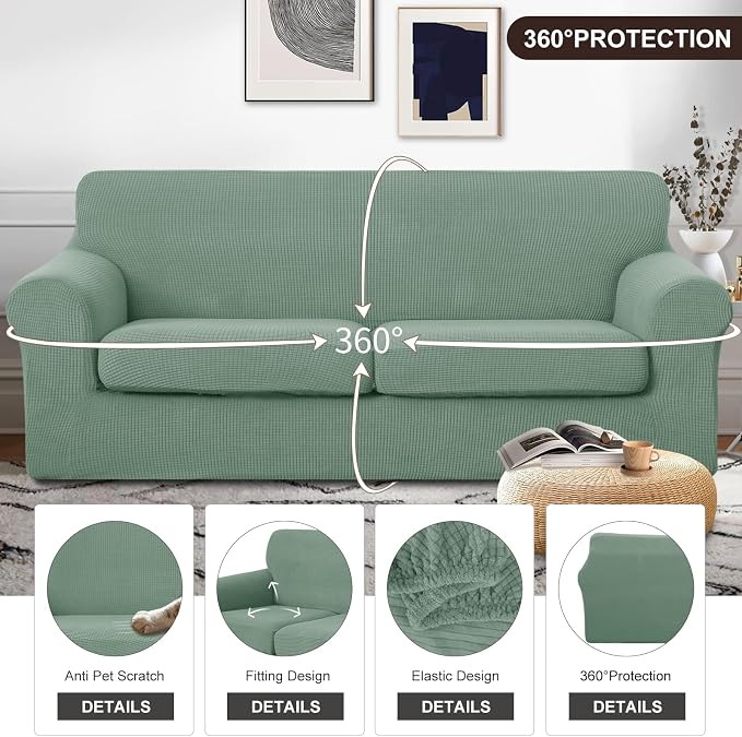 U-NICE HOME 3 Pieces Stretch Couch Cover Sofa Cover Washable Sofa Slipcover - Image 4