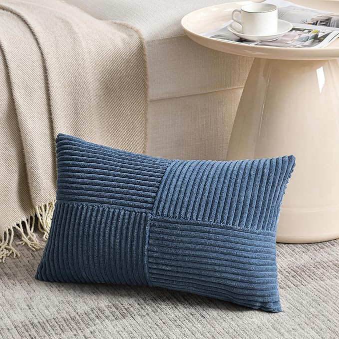 Fancy Homi 2 Packs Dusty Blue Lumbar Decorative Throw Pillow Covers 16x28 Inch - Image 2