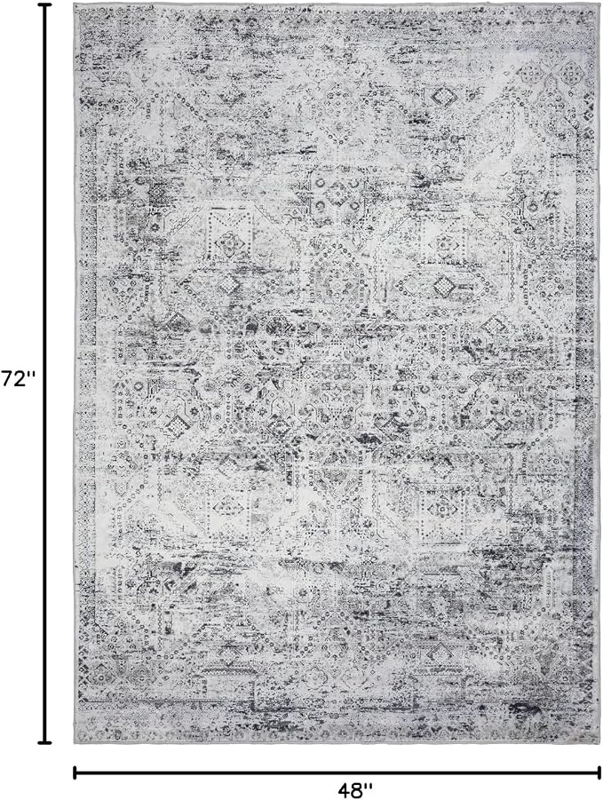 Area Rug 4×6, Vintage Boho Rug, Ultra-Soft Low Pile, Non Slip, Stain Resistant - Image 2