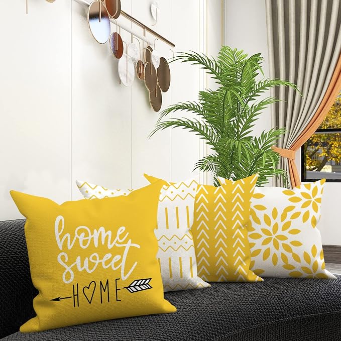 YCOLL Pillow Covers 16x16 Set of 4, Modern Sofa Throw Pillow Cover, Decorative - Image 2