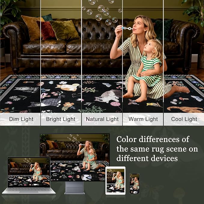 8x10 Area Rugs Living Room Rug: Vintage Washable Rug Floral Soft Carpet Indoor - Image 5