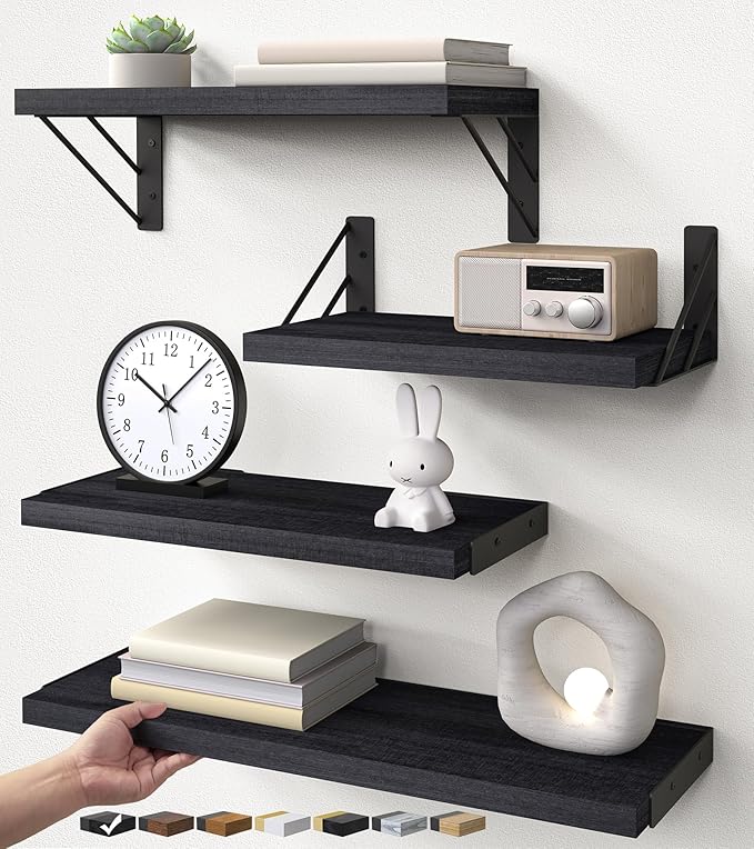 BAYKA Wall Mounted Floating Shelves, Wood Floating Wall Shelf by Bayka
