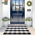 OLANLY Buffalo Plaid Rug 2' x 3' – Black and White Cotton Checkered Doormat by OLANLY