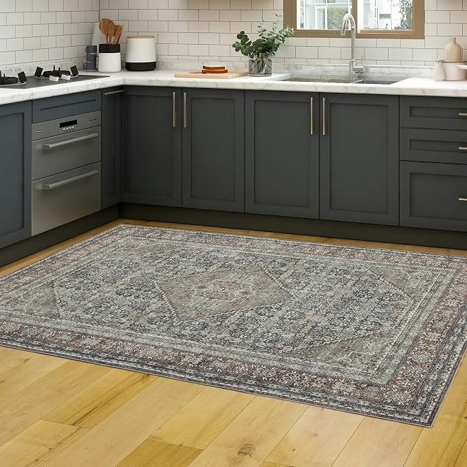 Area Rug 4×6, Vintage Boho Rug, Ultra-Soft Low Pile, Non Slip, Stain Resistant - Image 5