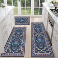 HEBE Washable Kitchen Rugs Sets of 3, Non Slip Absorbent Kitchen Rugs and Mats by HEBE