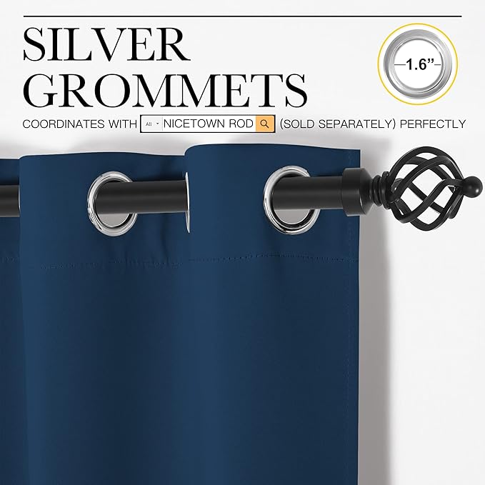 NICETOWN Moroccan Blue Blackout Curtains 108" Long - Image 3