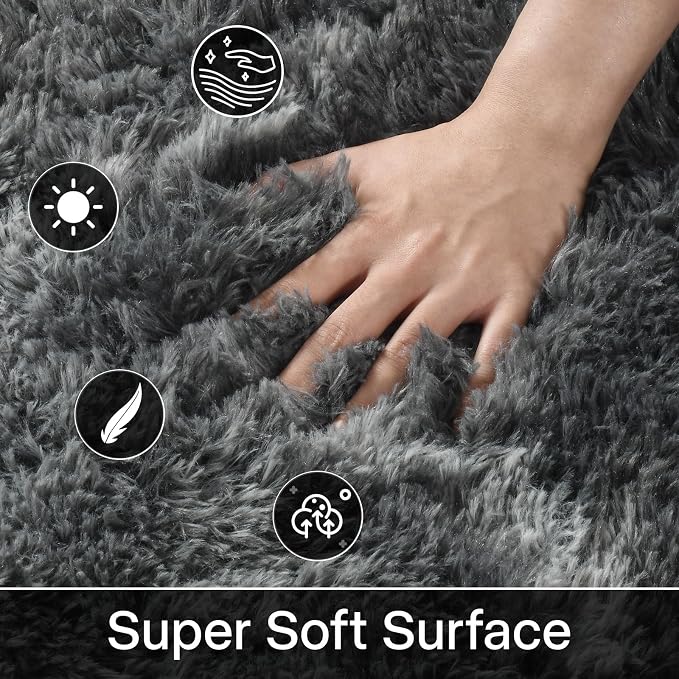 Meralax Gray Rugs for Living Room Bedroom, 5x8 Feet Soft Fluffy Gray Shaggy - Image 4
