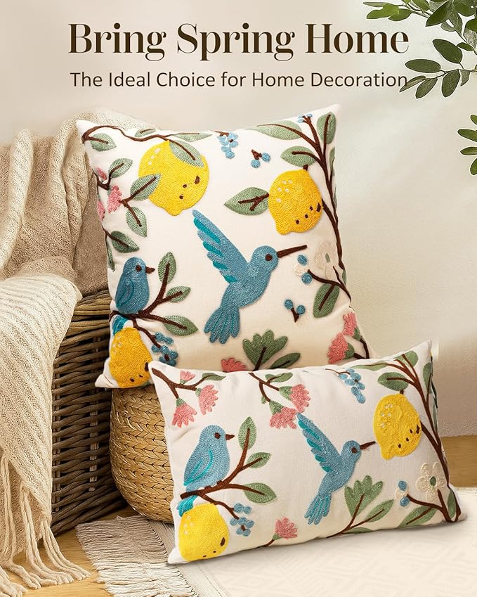 Embroidered Throw Pillow Cover 20x20 Inch - Image 5