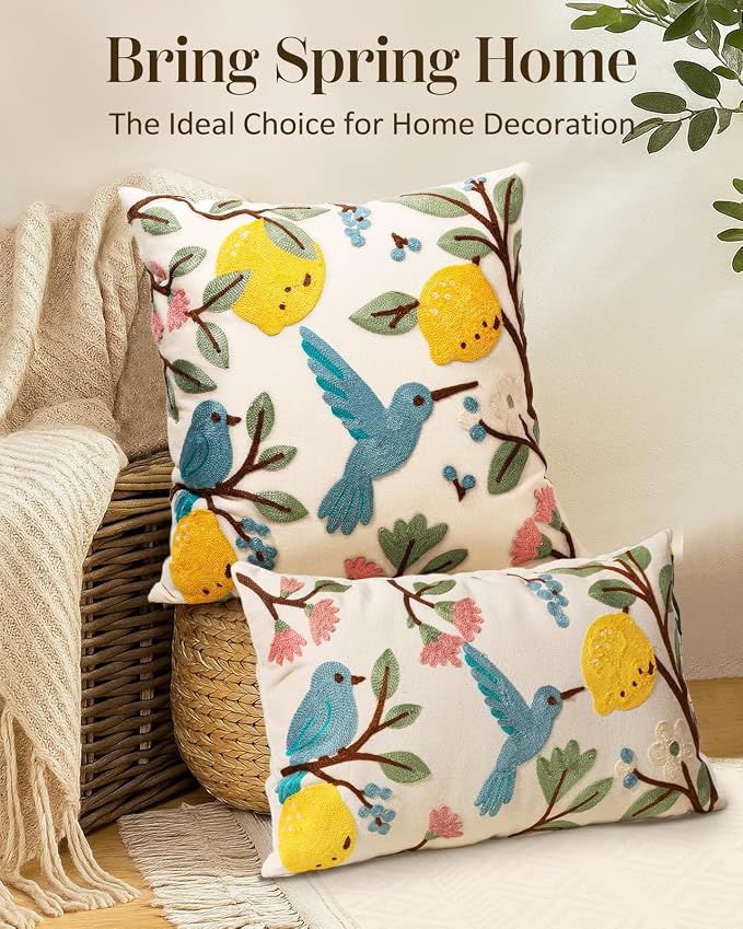 Embroidered Lumbar Pillow Cover 20x12 Inch - Image 5