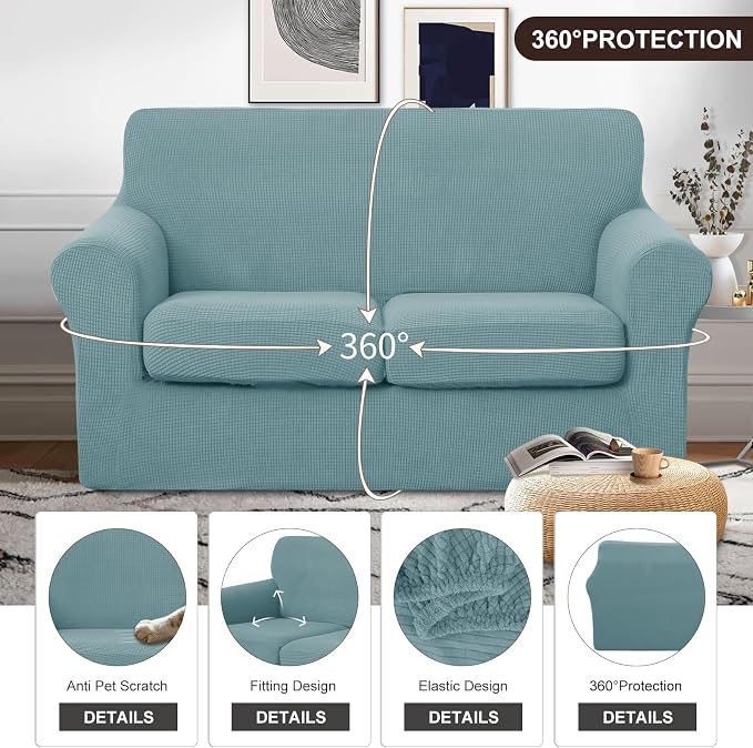 U-NICE HOME 3 Pieces Stretch Loveseat Couch Cover Sofa Cover Washable Sofa - Image 4