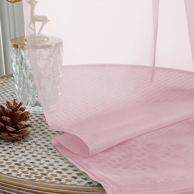 Blush Sheer Curtains 90 Inches Long 2 Panels Set - Image 5