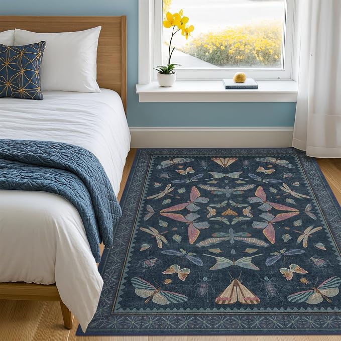 Blue Rugs for Bedroom by HazoHaus
